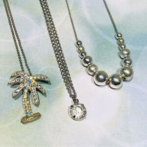 Elegant Silver Set of 3 Three Necklaces